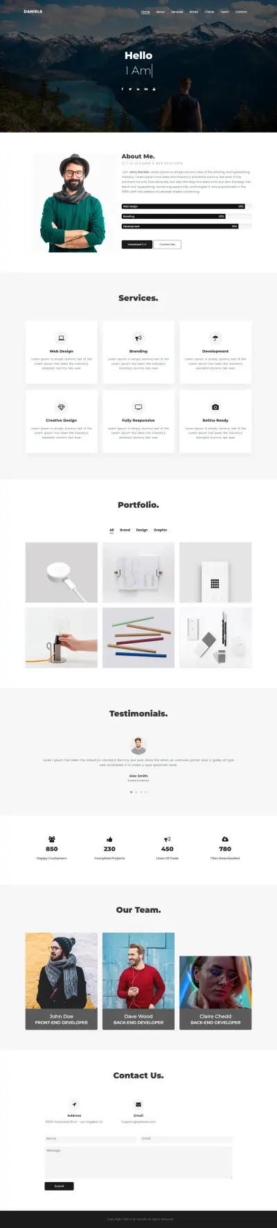 موقع تعريفي شخصي (Personal Portfolio) بتصميم عصري