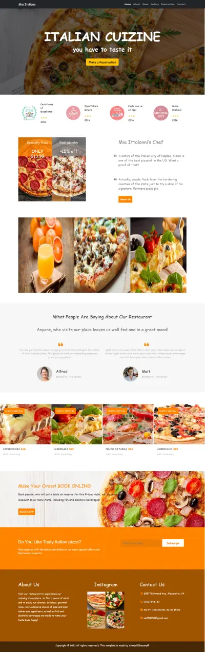 Italian restaurant website
