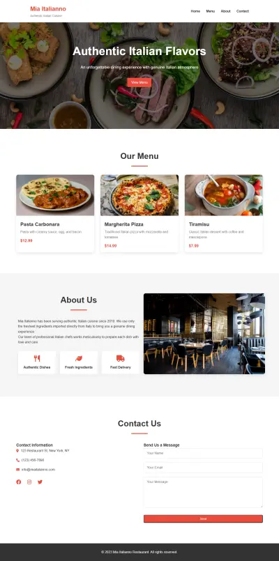 Italian restaurant website