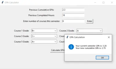 تطبيق لحساب المعدل التراكمي (GPA) بواجهة رسومية باستخدام Python