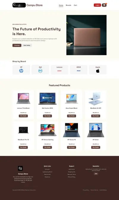 تصميم وتطوير موقع إلكتروني متكامل لمتجر إلكترونيات  computer store