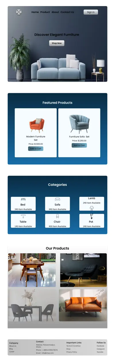 تصميم موقع إلكتروني لمتجر أثاث منزلي