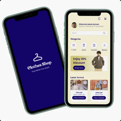 تطبيق لبيع الملابس clothing shop mobile app
