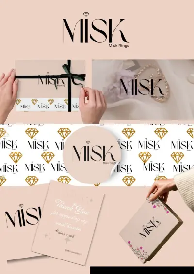 تصميم شعار وهوية بصرية فاخرة وبسيطه لبراند المجوهرات مسك