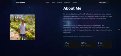 تصميم وتطوير موقع Portfolio احترافي بـ React و Next.js