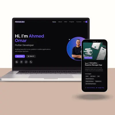 تصميم وتطوير موقع بورتفوليو شخصي احترافي لعرض الأعمال والخدمات