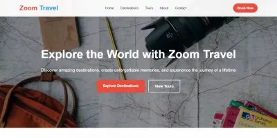 صفحة هبوط عن موقع Zoom Travel