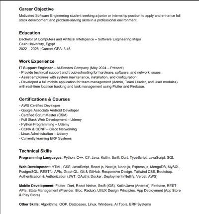 سيره ذاتيه قمت ب عملها سابقا لاحد العملاء