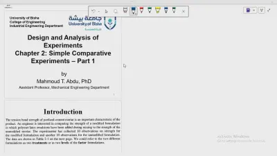 شرح مادة تصميم التجارب الاحصائية - الهندسة الصناعية - جامعة بيشا