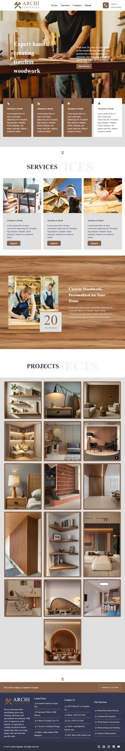 موقع لشركة نجارة وخشب بإستخدام رياكت