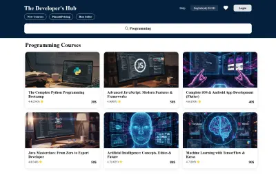 تصميم صفحة لعرض مجموعة من الدورات التدربية باستخدام html &css