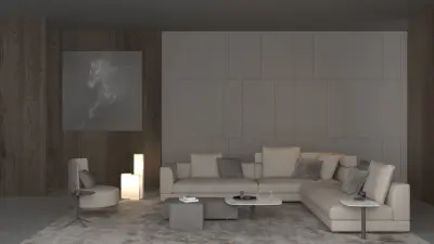 تصميم داخلي لغرفة معيشة عصرية — نمذجة وإخراج ثلاثي الأبعاد احترافي - التجمع الخامس