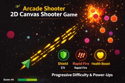 2D Shooter Game | لعبة أركيد سريعة — Enemies Waves & Explosions