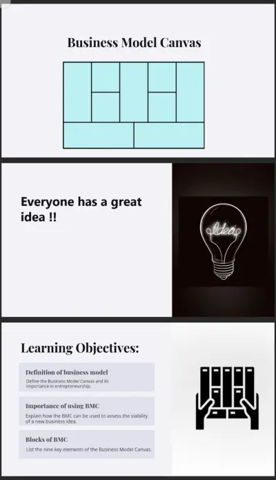 تدريب عن مخطط نموذج العمل BMC