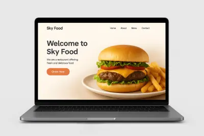 تصميم وتطوير موقع مطعم Sky Food – واجهة حديثة متجاوبة