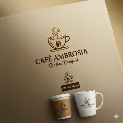 شعار Cafe راقي ذو ألوان دافئه