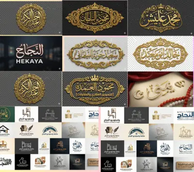 تصميم شعار عربي فاخر بالخط العربي والزخرفة الإسلامية