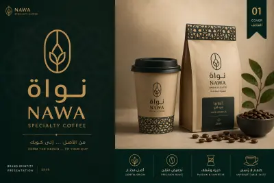 تصميم هوية بصرية وتغليف فاخر لقهوة مختصة | NAWA