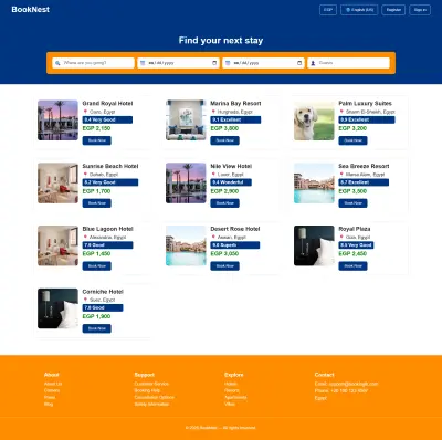 BookNest – منصة حجز فنادق احترافية