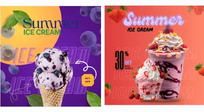 تصميم بوست عرض صيفي للآيس كريم