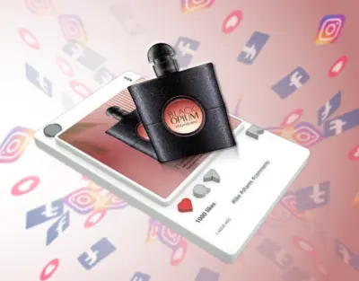 تصميم إعلان فخم لمنتجات العطور بأسلوب راقٍ وجذاب