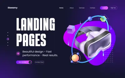تصميم صفحة هبوط (Landing Page) عصرية لمنتجات تقنية وواقع افتراضي