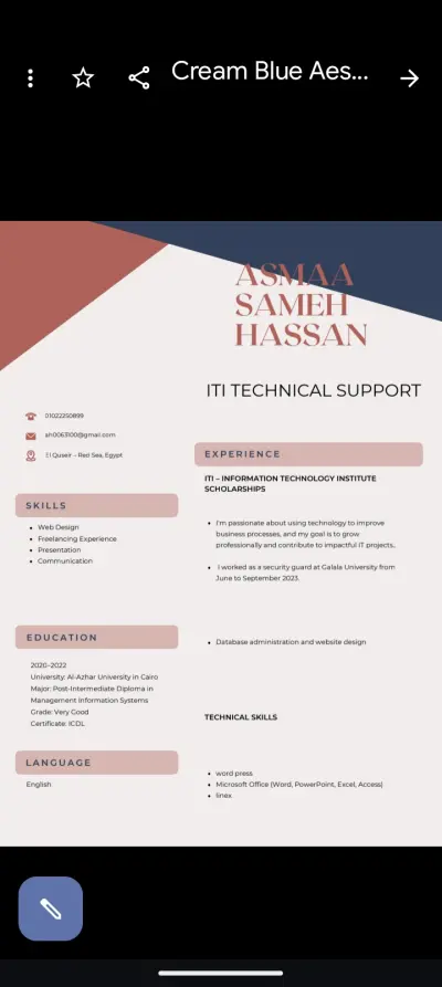 عمل cv محترف