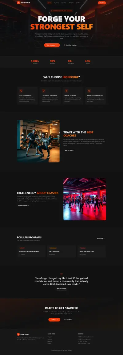 تصميم وانشاء موقع الكترونى خاص بالصالات الرياضيه