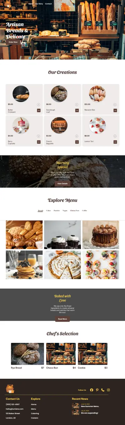 صفحة هبوط لمخبز ومحل حلويات (Bakery)