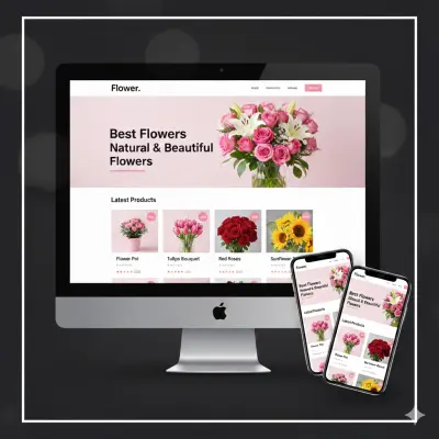 متجر الزهور "Flower.": تصميم صفحة هبوط لزيادة مبيعات الباقات والهدايا