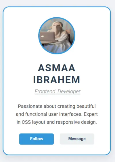 برمجة كارت تعريفي تفاعلي (Interactive User Card) بتصميم عصري.