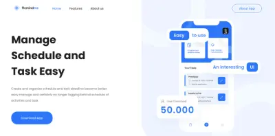 Remind Me صفحة هبوط لتطبيق