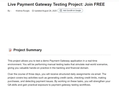 payment testing on gurru99