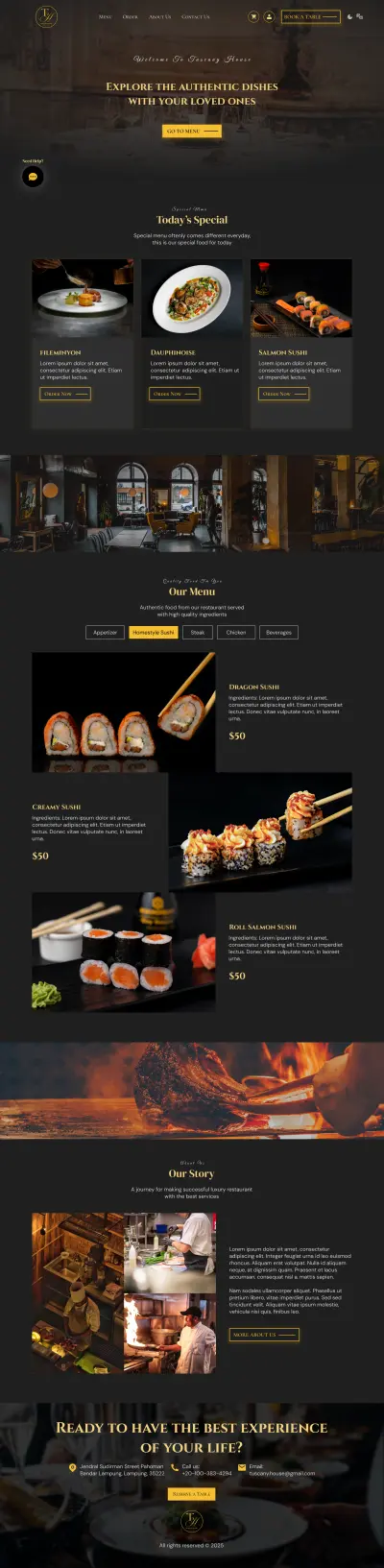 صميم واجهات مستخدم (UI/UX) لمنصة Tuscany House Restaurant