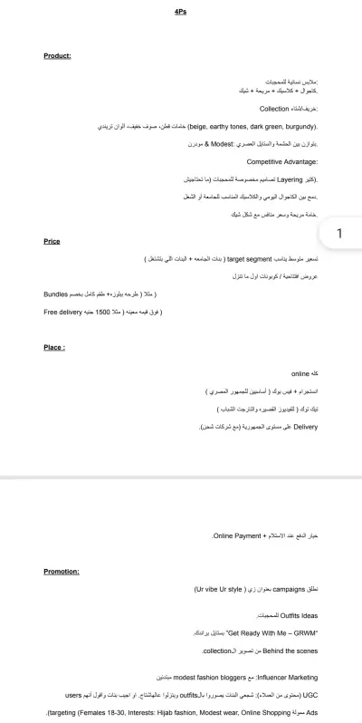 استراتيجية الـ 4Ps لبراند ملابس