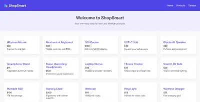 الواجهة لمتجر الكتروني e-commerce