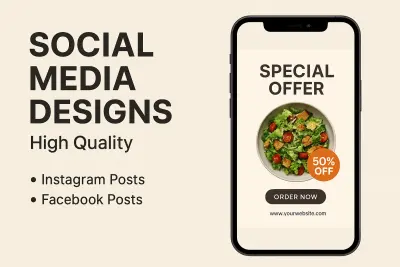 تصميم بوستات وإنستغرام وفيسبوك بجودة عالية
