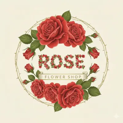 لوجو محل ورد بسيط