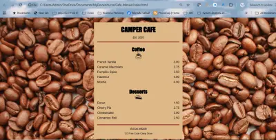 تصميم قائمة كافيه