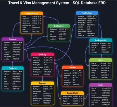 Travel & Visa Management System – SQL Database ERD Presentation