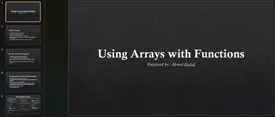 C++ Using Arrays With Functions Presentation