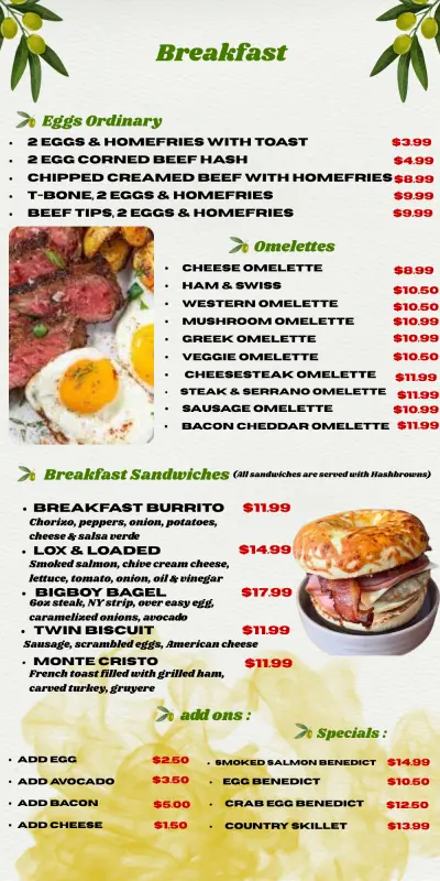 food menu (Olive Tree)