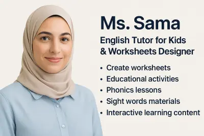 “English Tutor for Kids & Worksheets Designer”
