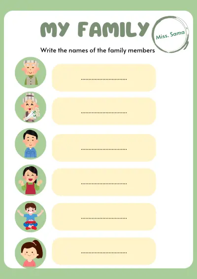 Family members worksheets