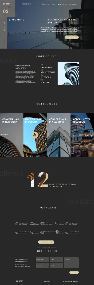 تصميم صفحة هبوط لعرض مباني معمارية