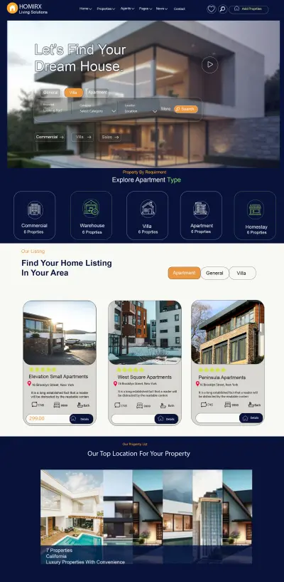 تصميم Landing Page للبحث عن منزل مناسب