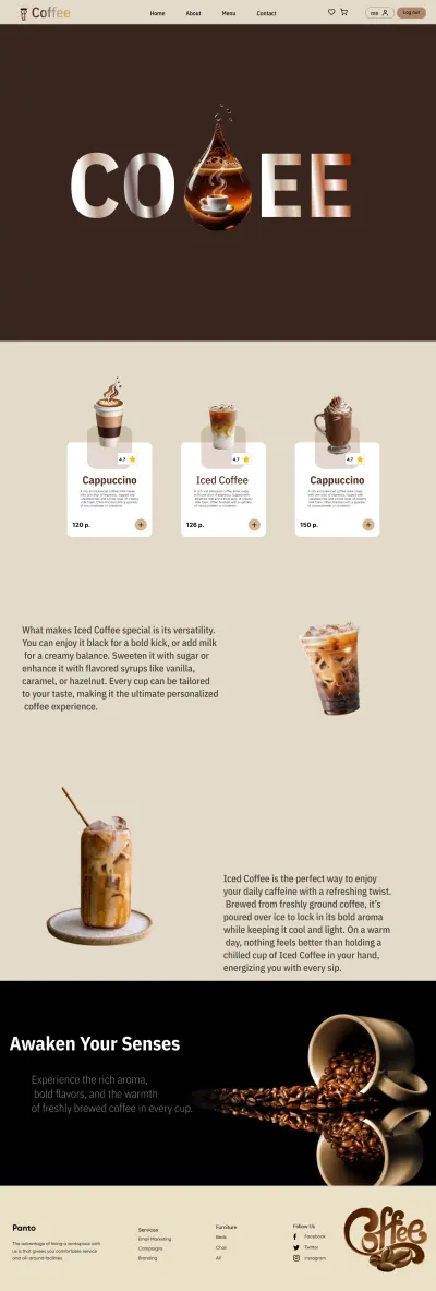 تصميم واجهات موقع كافيه (Coffee Shop Website UI Design)