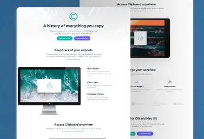تصميم صفحة هبوط لتطبيق Clipboard