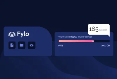 لوحة تحكم لخدمة تخزين سحابي Fylo data storage