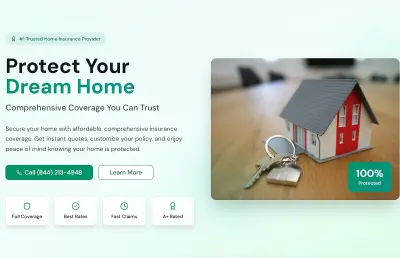 صفحة هبوط احترافية لشركة تأمين منازل